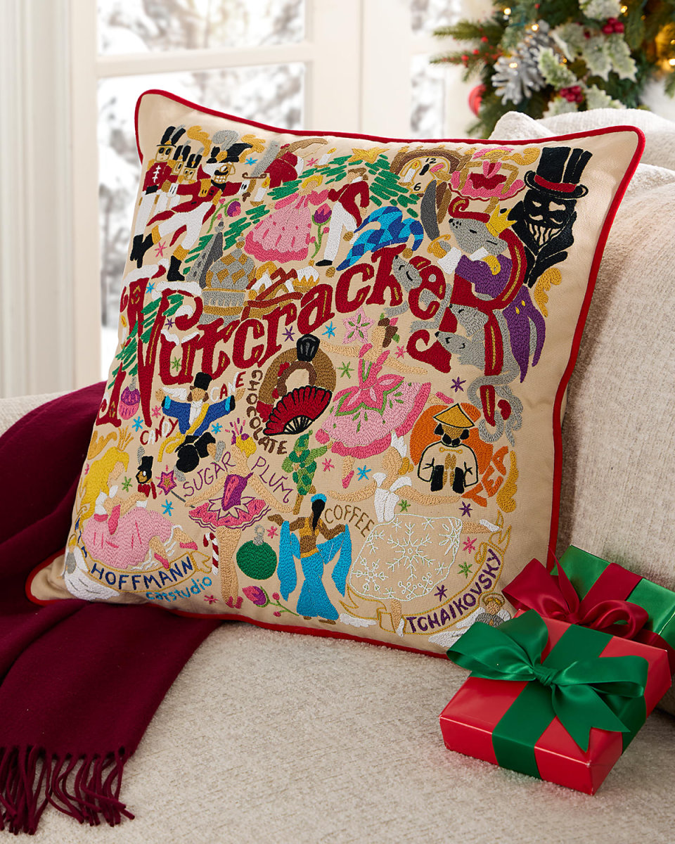 The Nutcracker Hand-Embroidered Pillow, 20" Square